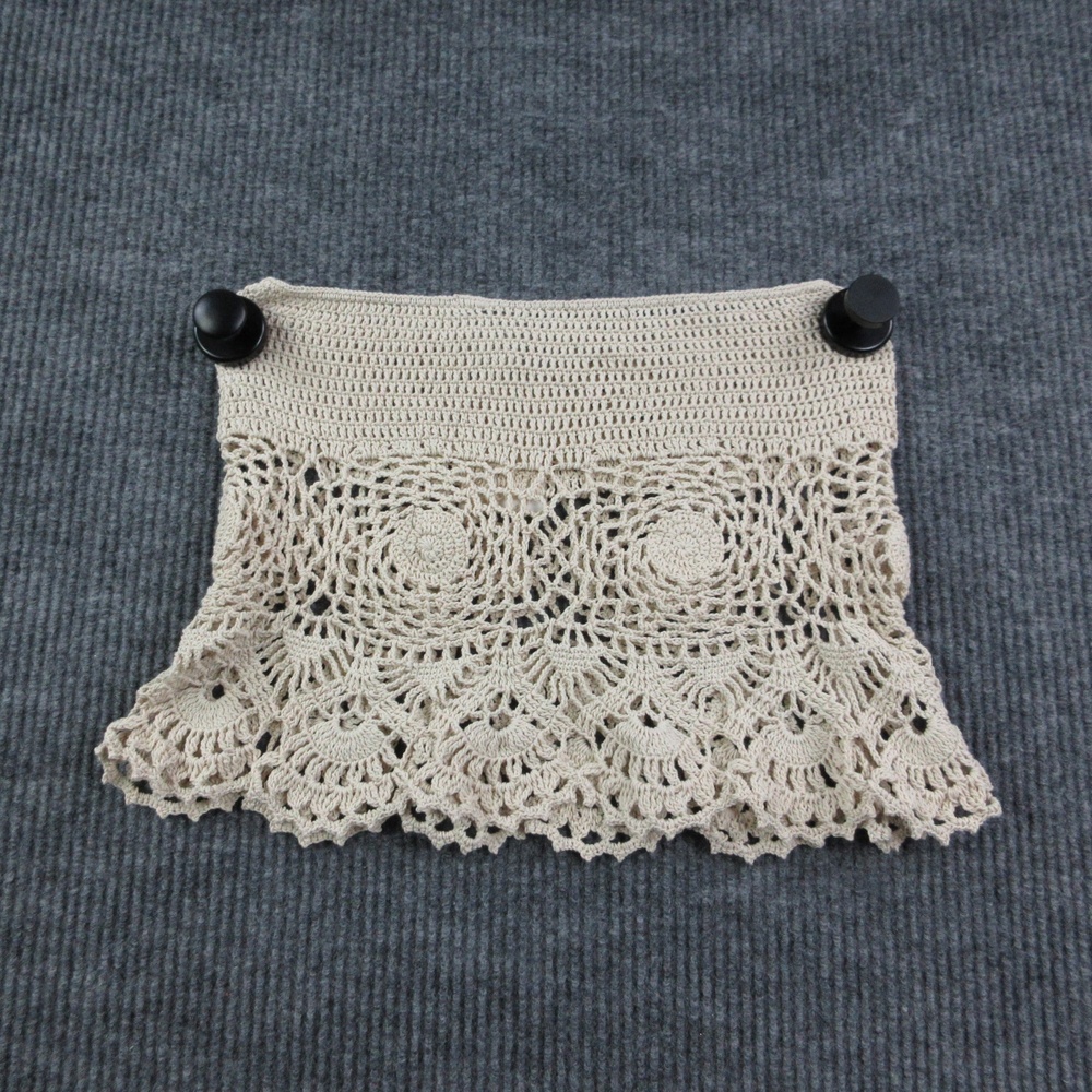 Margara Del Sol Solana Top Womens M Beige Cropped Crochet 100% Cotton Summer NWT
